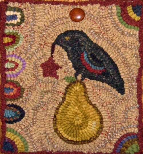 CROWING AROUND rug hooking pattern